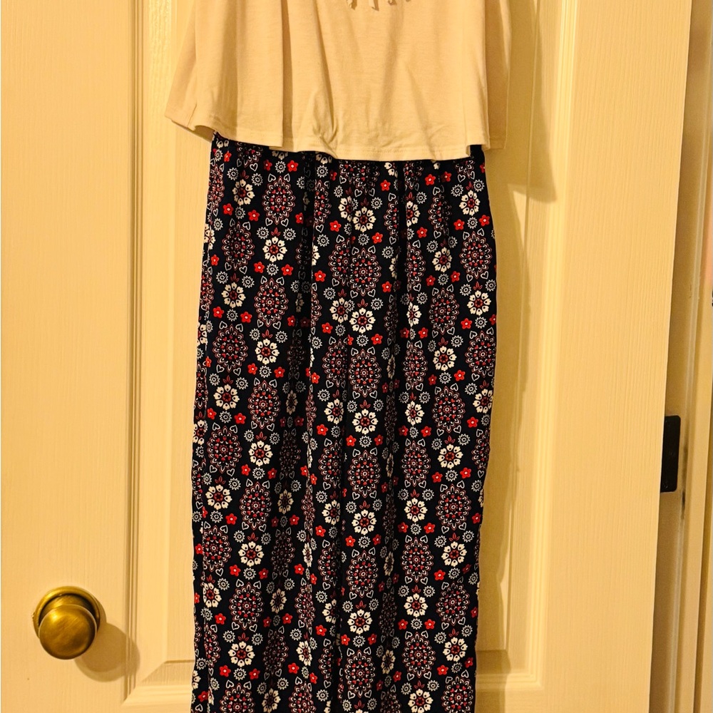Lily Bleu Floral Maxi Skirt in Black, Red, and White
